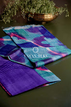 Load image into Gallery viewer, Aqua Blue and Multi Printed Tussar Silk Saree