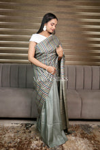 Load image into Gallery viewer, Sage Green Handwoven Tussar Silk Saree