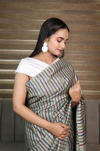 Load image into Gallery viewer, Sage Green Handwoven Tussar Silk Saree