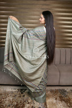 Load image into Gallery viewer, Sage Green Handwoven Tussar Silk Saree