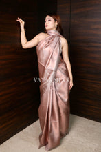 Load image into Gallery viewer, Copper Grey Pure Tussar Silk Saree