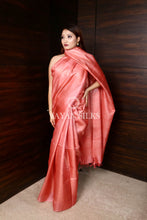 Load image into Gallery viewer, Orange Pure Tussar Silk Saree
