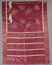 Load image into Gallery viewer, Magenta Printed - Pure Tussar Silk Saree