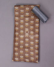 Load image into Gallery viewer, Brown Grey Printed Tussar Silk Suit