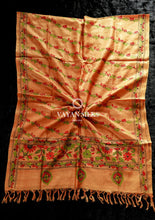Load image into Gallery viewer, Orange Multi Kantha Embroidered Tussar Dupatta
