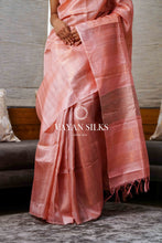 Load image into Gallery viewer, Baby Pink Tussar Silk Saree - Metallic Copper Collection
