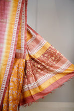 Load image into Gallery viewer, Orange Red Color Tussar Silk Printed Saree