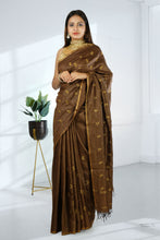 Load image into Gallery viewer, Brown Color Tussar Silk Embroidered Saree