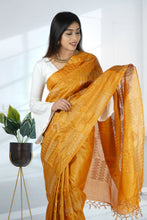 Load image into Gallery viewer, Yellow Color Tussar Silk Embroidered Saree