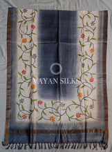 Load image into Gallery viewer, Grey Handpainted Tussar Silk Suit