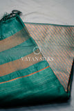 Dark Green Tussar Silk Saree