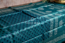 Load image into Gallery viewer, Teal Blue Printed Tussar Silk Saree