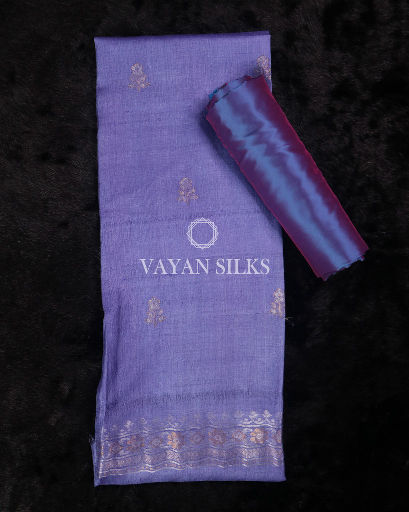 Purple Brown Pure Tussar Silk Suit Set