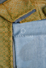 Load image into Gallery viewer, Blue Green Printed Tussar Silk Suit