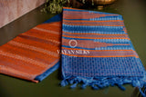 Sandstone Blue Printed Semi Tussar Silk Saree