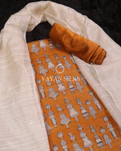 Load image into Gallery viewer, Mustard Printed Pure Tussar Silk Suit