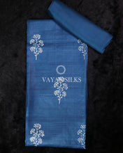 Load image into Gallery viewer, Blue Printed Pure Tussar Silk Suit