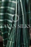 Dark Green Pure Tussar Silk saree