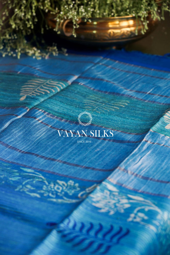 Blue Fern Printed Saree