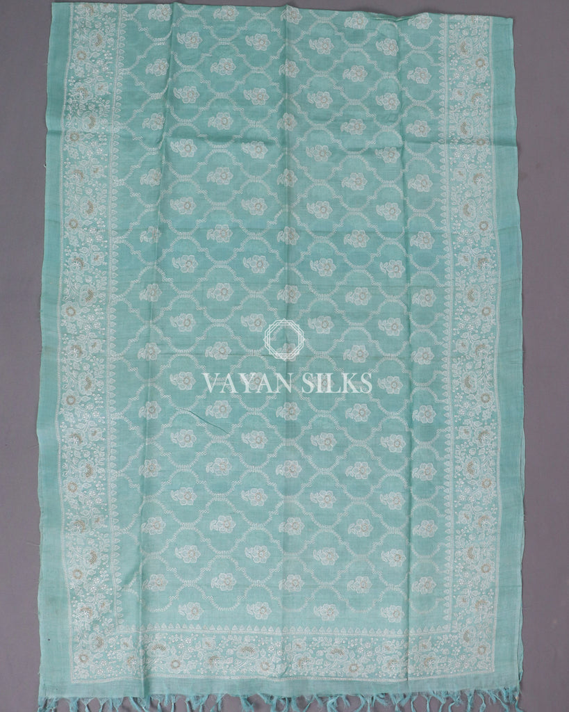 Green Embroidered Tussar Silk Suit