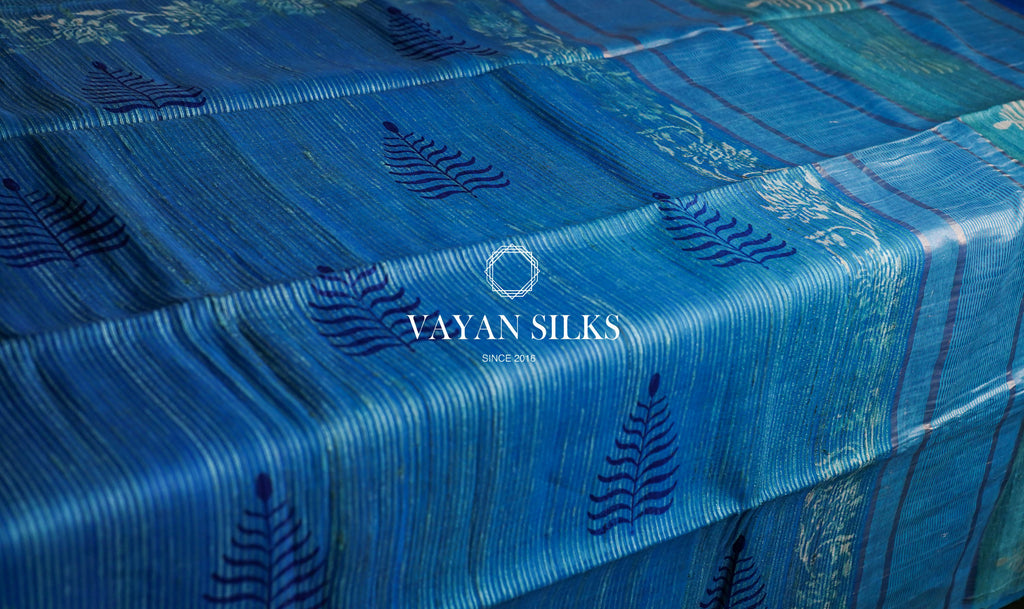 Blue Fern Printed Saree