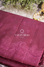 Load image into Gallery viewer, ~ Gul Kaari ~ Red Brown Embroidered Tussar Silk Saree