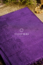 Load image into Gallery viewer, ~ Gul Kaari ~ Purple Embroidered Tussar Silk Saree