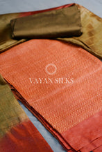 Load image into Gallery viewer, Orange Tussar Silk Suit