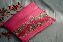 Load image into Gallery viewer, Pink Embroidered Tussar Silk Saree