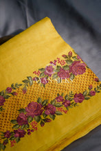 Load image into Gallery viewer, Yellow Embroidered Tussar Silk Saree