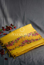 Load image into Gallery viewer, Yellow Embroidered Tussar Silk Saree