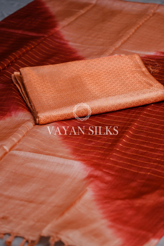 Orange Rust Tussar Silk Suit
