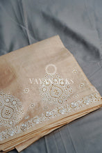 Load image into Gallery viewer, Cream Embroidered Tussar Silk Saree