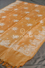 Load image into Gallery viewer, Orange Embroidered Tussar Silk Suit