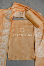 Load image into Gallery viewer, Orange Embroidered Tussar Silk Suit