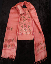 Load image into Gallery viewer, Peach Handpainted Pure Tussar Silk Suit