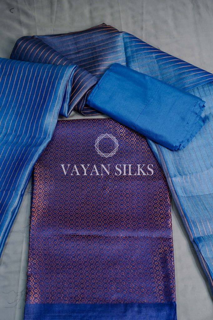 Blue Tussar Silk Suit