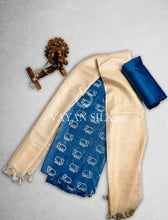 Load image into Gallery viewer, Blue Printed Tussar Silk Suit