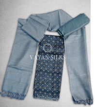 Load image into Gallery viewer, Blue Printed Tussar Silk Suit