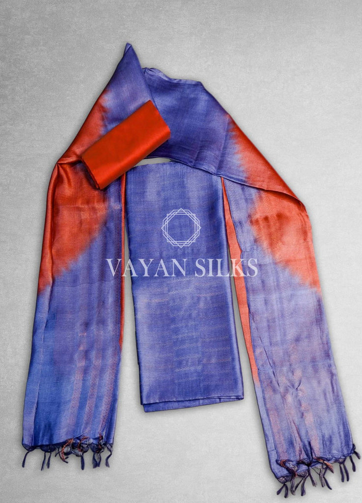 Blue Rust Tussar Silk Suit