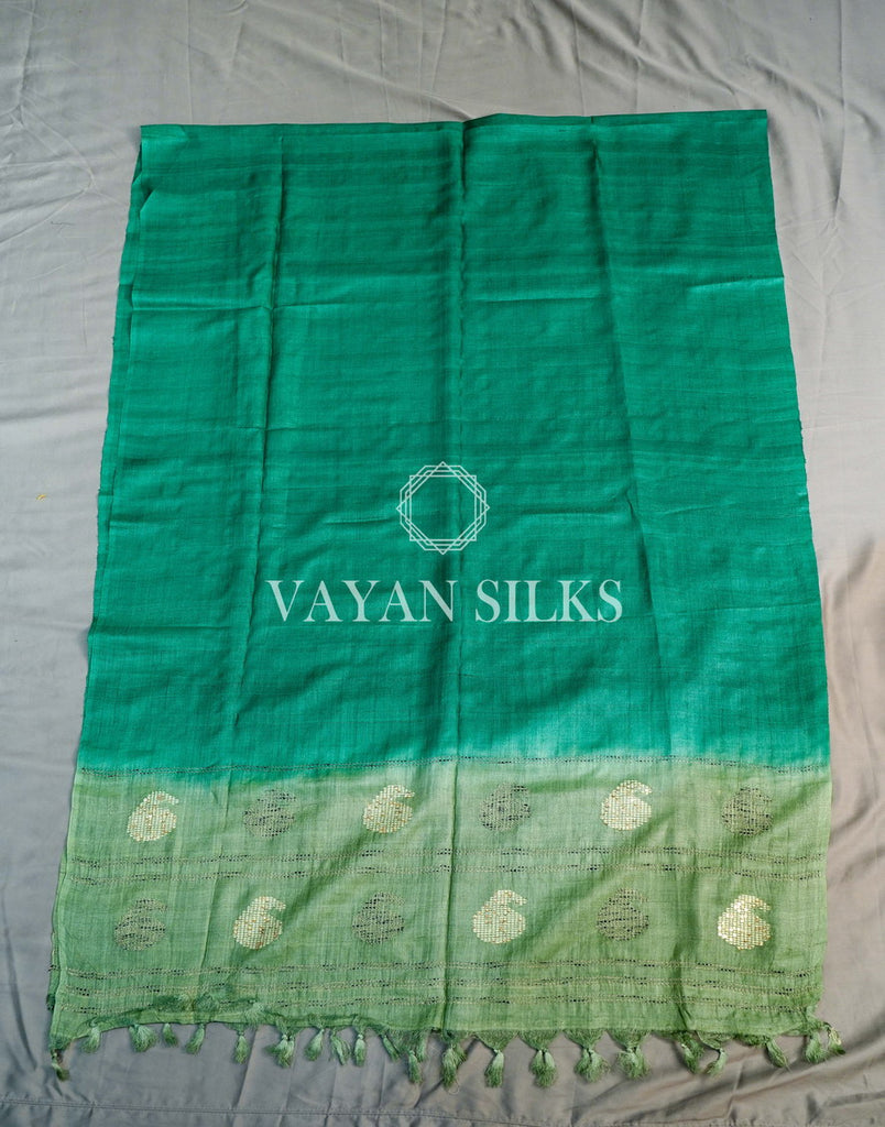 Green Woven Tussar Silk Suit