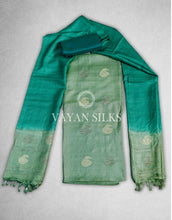 Load image into Gallery viewer, Green Woven Tussar Silk Suit