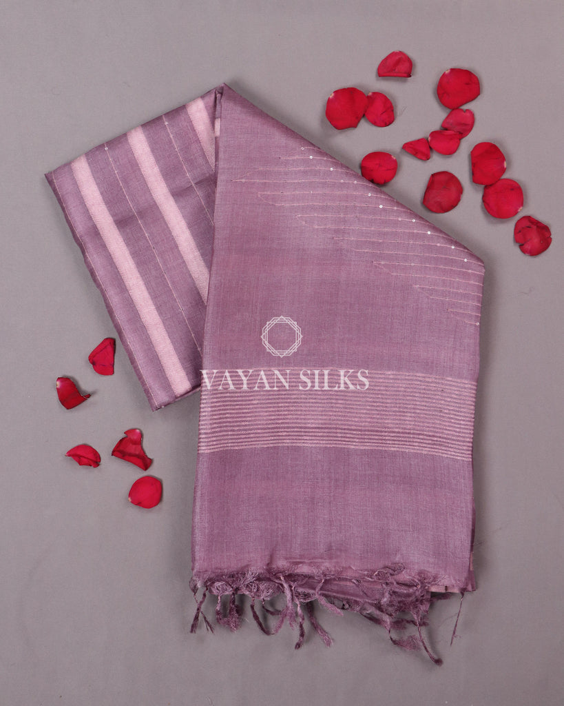 Pink Purple Pure Tussar Silk Saree