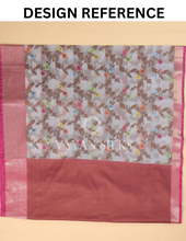 Load image into Gallery viewer, Off White Pink Banarasi Silk Saree