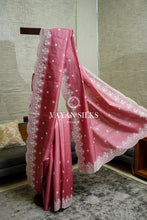 Load image into Gallery viewer, ~ Gul Kaari ~ Pink Embroidered Tussar Silk Saree