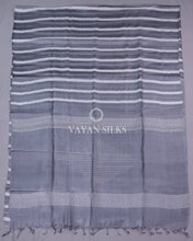 Load image into Gallery viewer, Grey pure Tussar silk saree