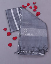 Load image into Gallery viewer, Grey pure Tussar silk saree