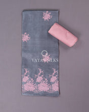 Load image into Gallery viewer, Pink Grey cut work embroidered Tussar Silk Suit