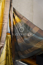 Load image into Gallery viewer, Mustard Green Hand painted Tussar Silk Saree