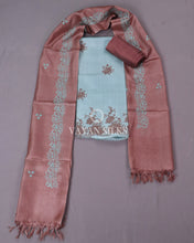 Load image into Gallery viewer, Blue Brown Cut-work Embroidered Tussar Silk Suit
